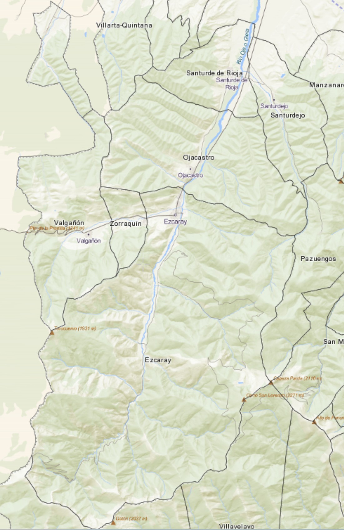 Mapa del área de estudio: Alto Oja, La Rioja